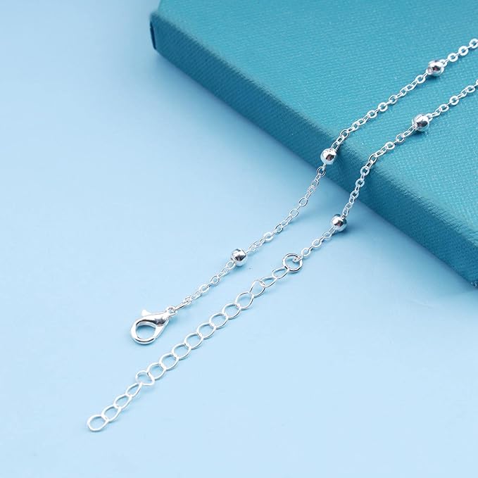 Bohemia Sea Shell Choker Necklace Natural Shell Pendant Necklace Minimalist Cowrie Necklace Silver Satellite Chain Necklace Jewelry for Women and Girls-BrightBean Baby