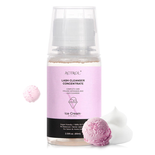 Eyelash Cleanser Concentrate 60ml Ice Cream Professional Lash Shampoo Foaming Cleanser DIY Paraben & Sulfate Free Non-lrritating Wash for Extensions Lashes with Salon Home Care-Makes 6 Bottles-BrightBean Baby