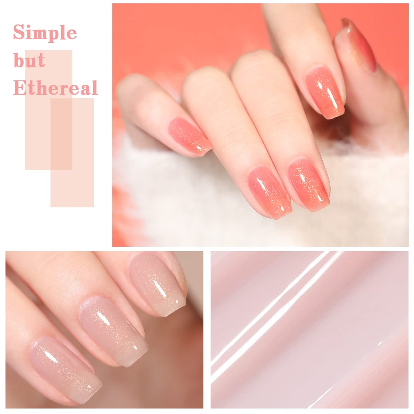 Jelly Shimmer Gel Nail Polish Set, 10 Colors Translucent Natural Milky White Pink Nail Polish Gel, UV/LED Soak Off Gel Nail Kit DIY Nail Art Salon Manicure Gifts for Women Girls.-BrightBean Baby