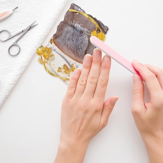 Resin Nail Art Palette, Nail Art Painting Palettes with Nail Palette Stirring Rod Gold Edge Nail Holder Nail Art Display Board Fashion Delicate Nail Tool Accessories, Type 3-BrightBean Baby