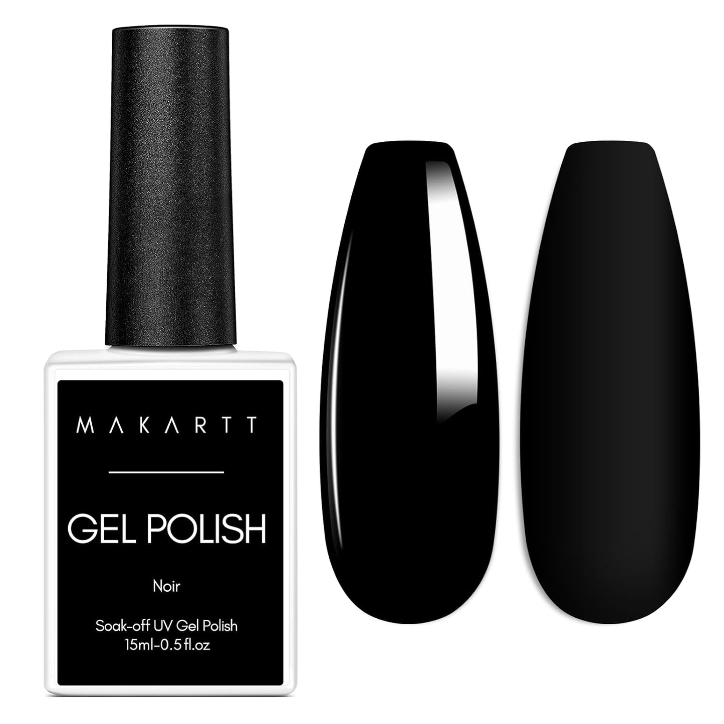 Makartt Black Gel Nail Polish 15ml, Noir Soak Off Gel for DIY Manicure & Nail Art Designs, UV/LED Light Cured, Long-Lasting Finish for Home & Salon Use-BrightBean Baby