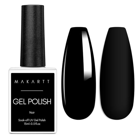 Makartt Black Gel Nail Polish 15ml, Noir Soak Off Gel for DIY Manicure & Nail Art Designs, UV/LED Light Cured, Long-Lasting Finish for Home & Salon Use-BrightBean Baby