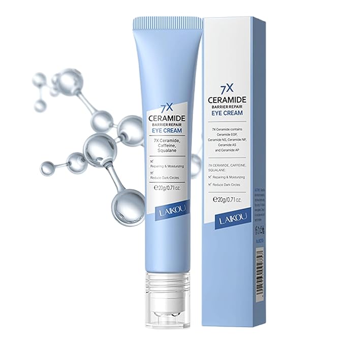 Ceramide Under Eye Cream, Hydrating Eye Cream, Eye Wrinkle Cream With Massage Head, Eye Cream Anti Aging, Dark Circle Eye Cream For Women & Men, eye moisturizer For All Skin Type-BrightBean Baby