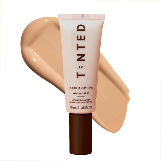 Live Tinted Hueguard Skin Tint SPF 50 - Tinted Mineral Sunscreen with Light-Medium Buildable Coverage With a Hydrating and Radiant Finish - Water and Sweat Resistant, 1.35 fl oz - Shade 10-BrightBean Baby