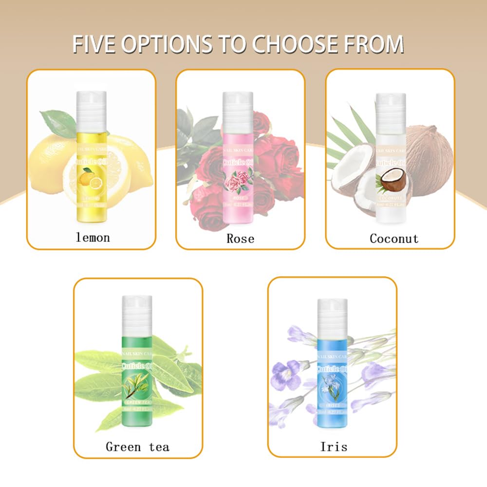 5pcs Cuticle Oil Roller Nourishing Moisturizing Roll On Cuticle Oil for Convenient Portable Nail Rollerball for On the Go Hydration and Care-BrightBean Baby