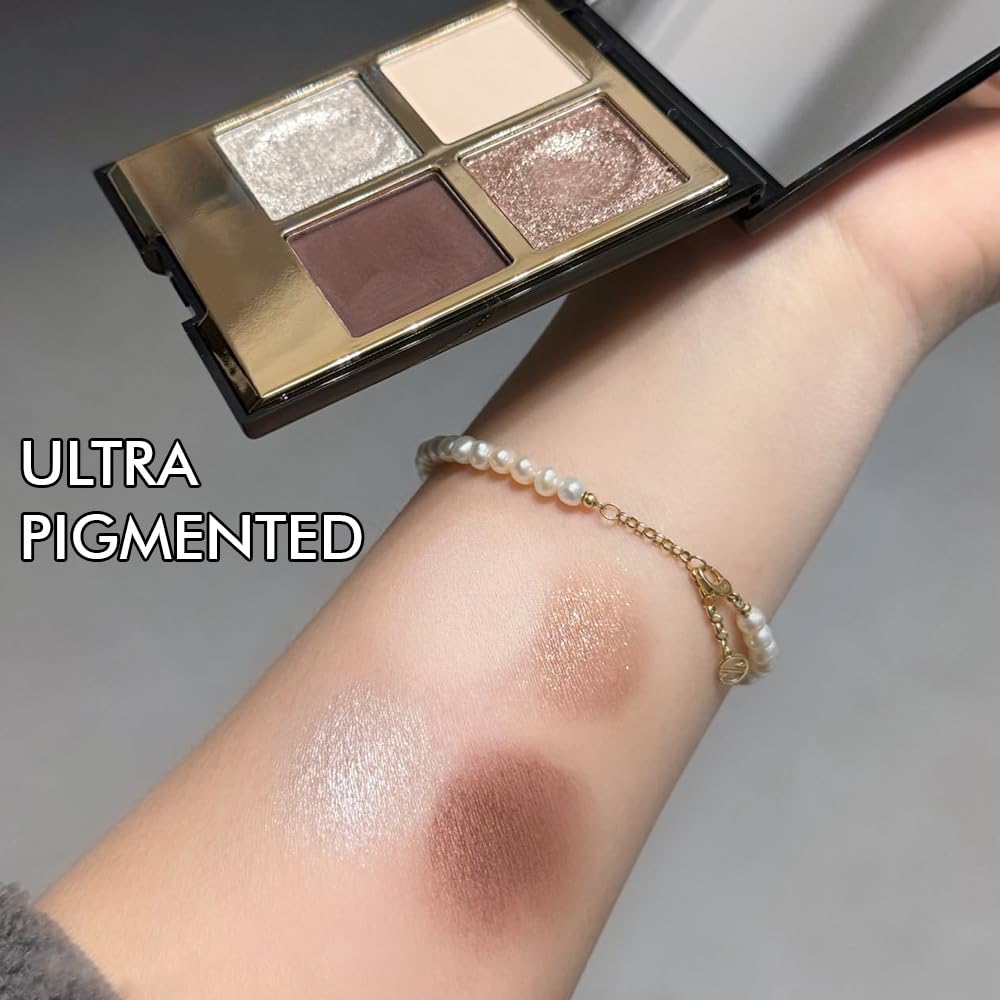 4 Colors Eyeshadow Makeup Palette,Nude Rose Gold Brown Natural Neutral Nude Eye Shadow Palette with Mirror,Long Lasting Naturing-Looking,Waterproof,Travel Size-BrightBean Baby