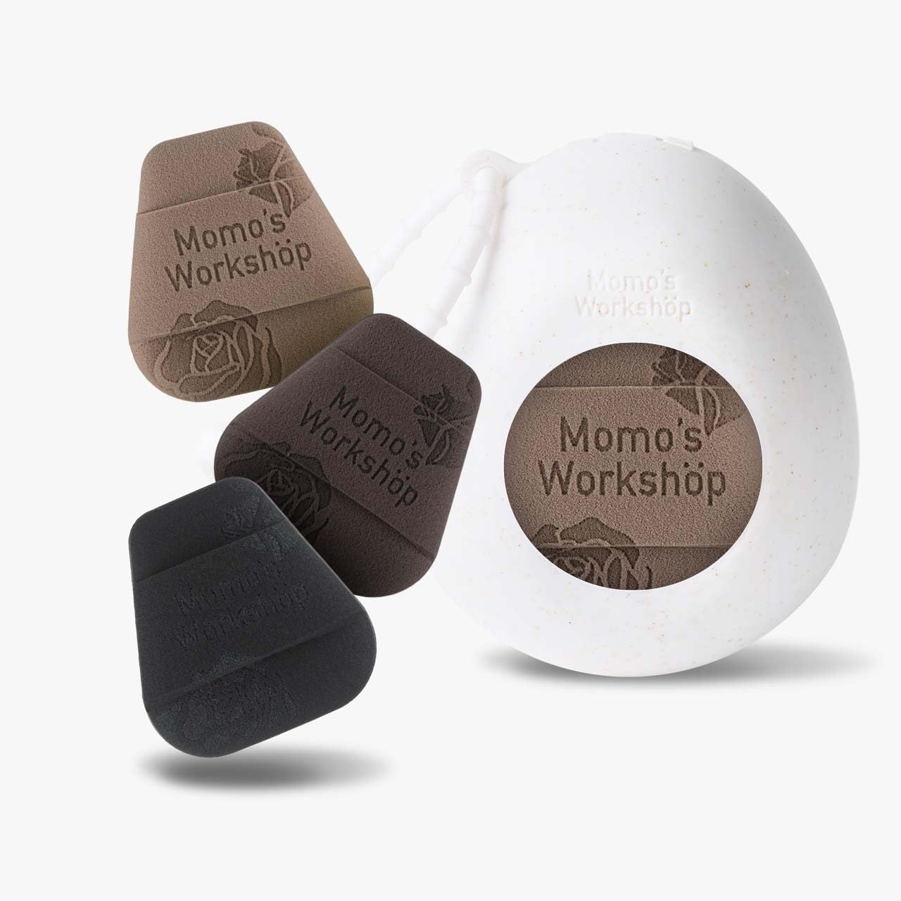 Mini Trapezoidal Makeup Sponge Set,Dual-Use Mini Rubycell Sponge for Foundation/Concealer/Blush,Soft, Even Application for Liquid & Cream Products,3pcs Mini Concealer Puffs & Storage Case-BrightBean Baby