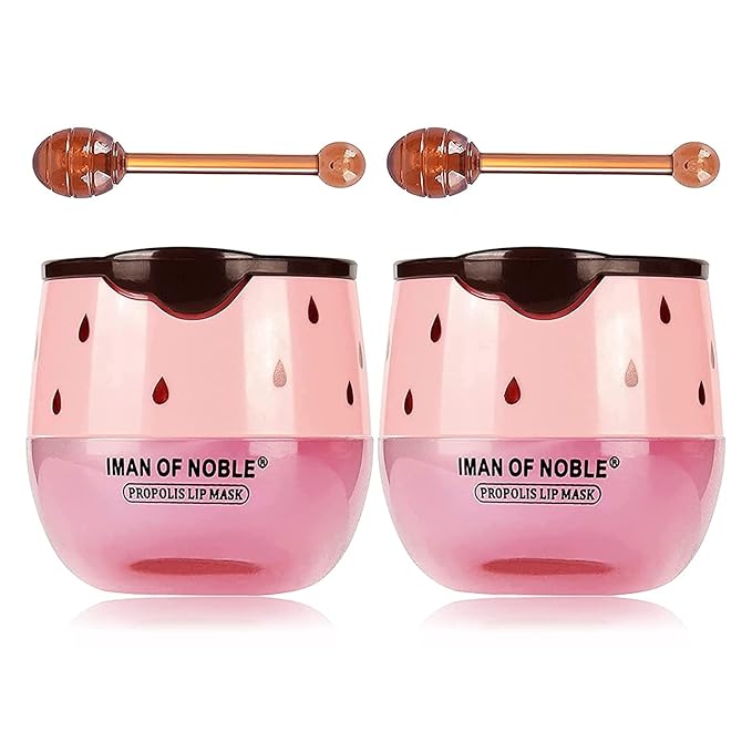 2PCS Bee Lip Balm Lip Balm Honey Pot, Strawberry Sleeping Lip Mask,Moisturizing Lip Balm with Stick,Hydrating & Prevention Dry and Cracked Lip Scrubs Exfoliator Lip Care Products(Strawberry)-BrightBean Baby