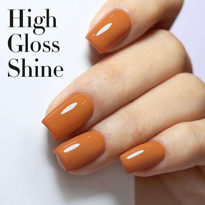 Double Rhythm Translucent Gel Polish Sheer Neutral Natural Light Milky Same Color Same Bottle 15ML Jelly UV Nail Polish Nail Art DIY at Home (Brown Orange-A1447)-BrightBean Baby