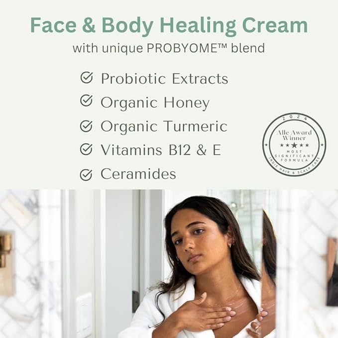 Yobee Body & Face Cream for Dry, Itchy Skin | Dermatologist Formulated | Probiotics, Honey, Turmeric, Vitamins B12 & E, Ceramides, Shea Butter | Fragrance Free | For Kids & Adults | Soothe Eczema-BrightBean Baby
