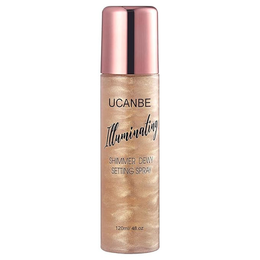 UCANBE Shimmer Dewy Setting Spray – Glowing + Makeup Setting Spray 2 in 1 Lightweight Formula for a Radiant Glow,Long-Lasting Face Mist for Face Body, 4 Fl Oz #Champagne-BrightBean Baby