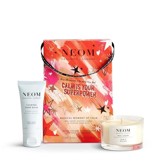Neom- Magical Moment of Calm Gift Set | Real Luxury Travel Candle & Calming Hand Balm, 30ml | Scent to De Stress | Christmas Gift-BrightBean Baby