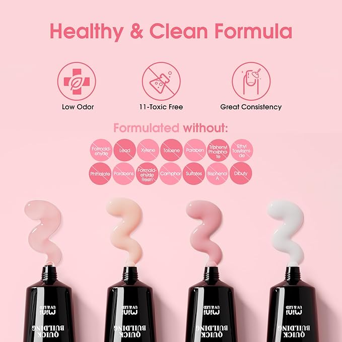 ROSALIND Poly Nail Gel Kit -8 Colors + White Brown Accessories Clear Nude Poly Nails Gel Starter Kit With Slip Solution Nude Pink Extensions Set with Mini UV Lamp-BrightBean Baby