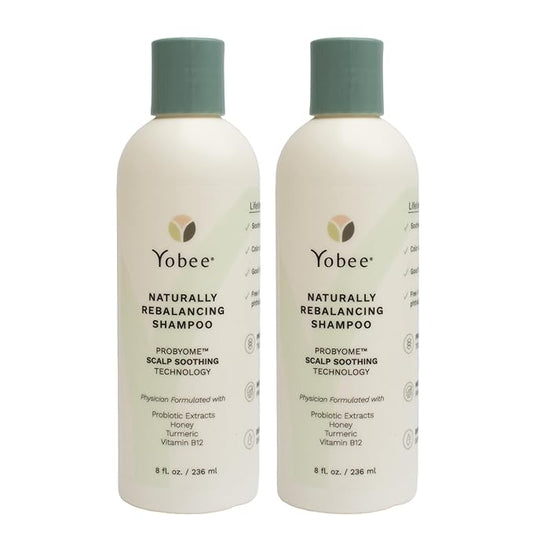 Yobee Naturally Rebalancing Shampoo | Dry, Flaky & Itchy Scalp Care with Para Probiotics, Organic Honey & Turmeric, Vitamin B12 & Oat Extracts | Dandruff & Psoriasis Relief (2 Bottles)-BrightBean Baby