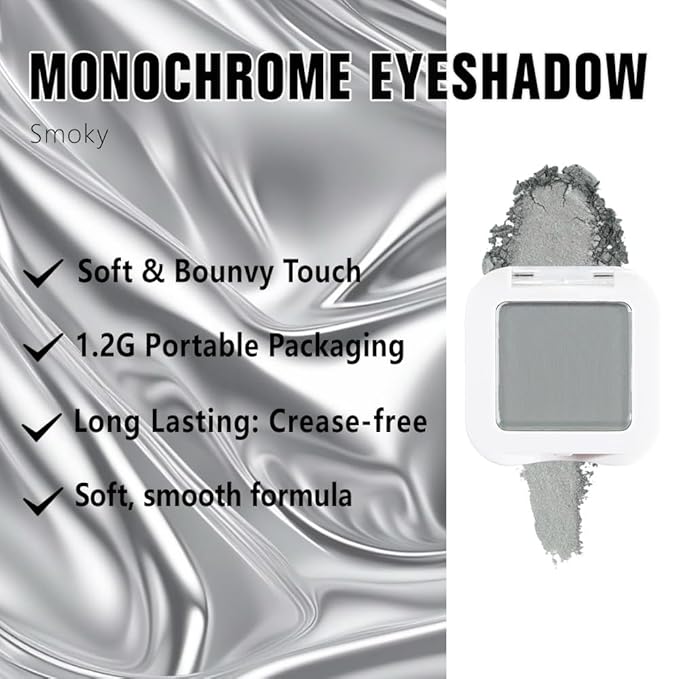 evpct Matte Grey Eyeshadow Singles, Smoky Gray Grey Dusty blue Cream Single Matte Eye Shadow Palette Makeup for Older Women, High Pigment Waterproof Monochrome Mini Eyeshadow Palette, sombra de ojos-BrightBean Baby