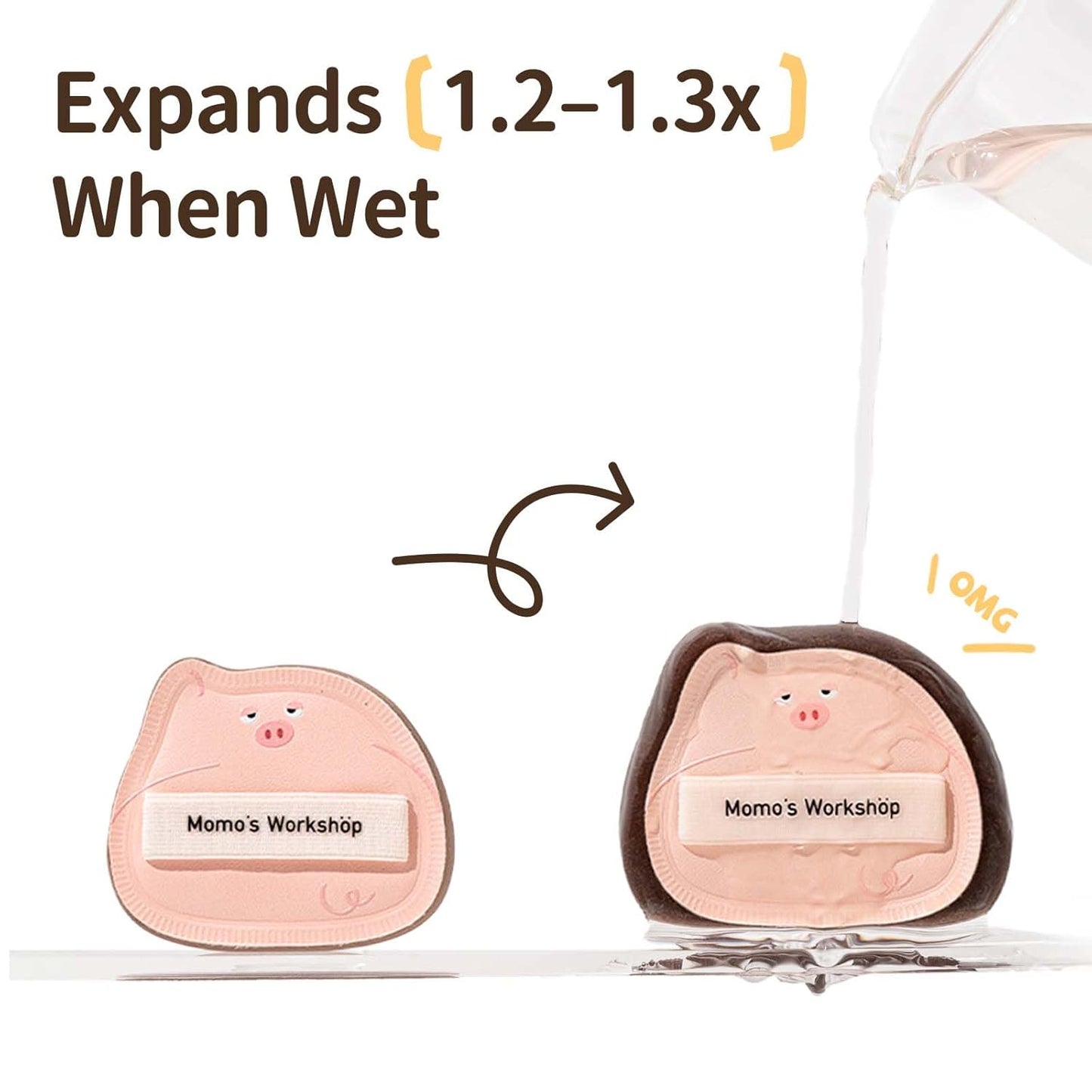 Sleepy Pig Puffs, Makeup Sponges Set, Dry&Wet Dual-Use Foundation Sponge - Hydrophilic Polyurethane, Expands 1.3x When Wet for Cream Foundation/Liquid Blush/Highlighter,2pcs Puffs & Storage Case-BrightBean Baby