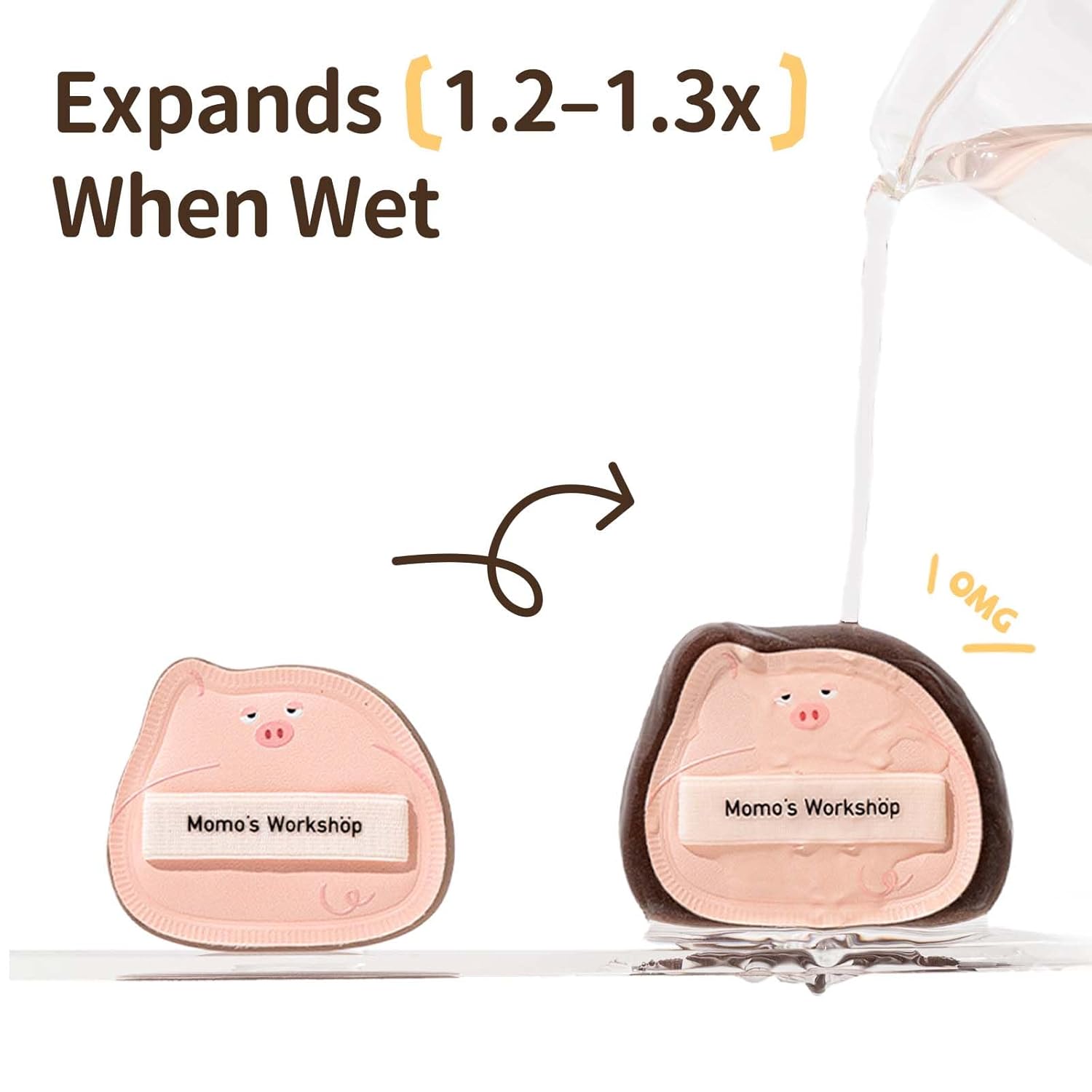 Sleepy Pig Puffs, Makeup Sponges Set, Dry&Wet Dual-Use Foundation Sponge - Hydrophilic Polyurethane, Expands 1.3x When Wet for Cream Foundation/Liquid Blush/Highlighter,2pcs Puffs & Storage Case-BrightBean Baby