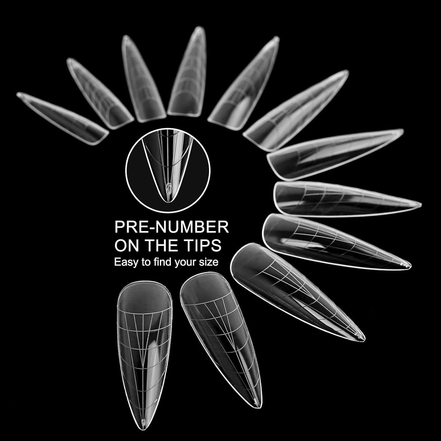 120Pcs Matte Dual Nail Forms,Long Almond Extension Poly Nail Gel Nail Forms Full Cover Nail Molds 12 Sizes for Solid Nail Gel Glue Nail Art Design Salon&DIY-BrightBean Baby