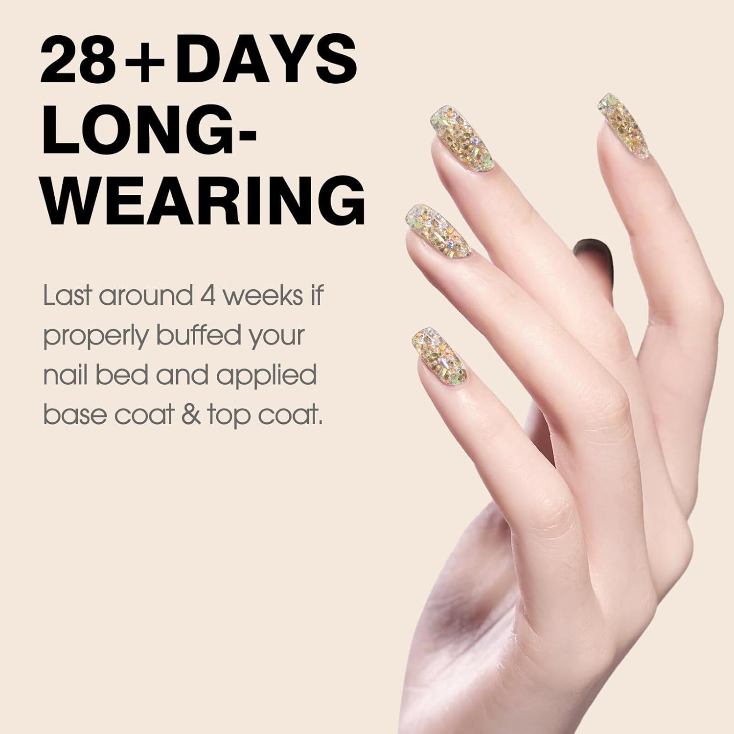 CANNI Glitter Gel Nail Polish – 9ML Broken Gold Prism Flash Gel Polish, Holographic Gold, Soak Off UV LED Nail Art Salon & DIY Manicure at Home-BrightBean Baby