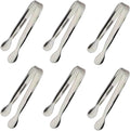 6PCS Ice Tongs Mini Sugar Tongs 4.25Inch Stainless Steel Small Serving Tong, Tiny Kitchen Tong for Appetizers,Tea Party, Coffee Bar, Desserts by Sunenlyst (Silver)