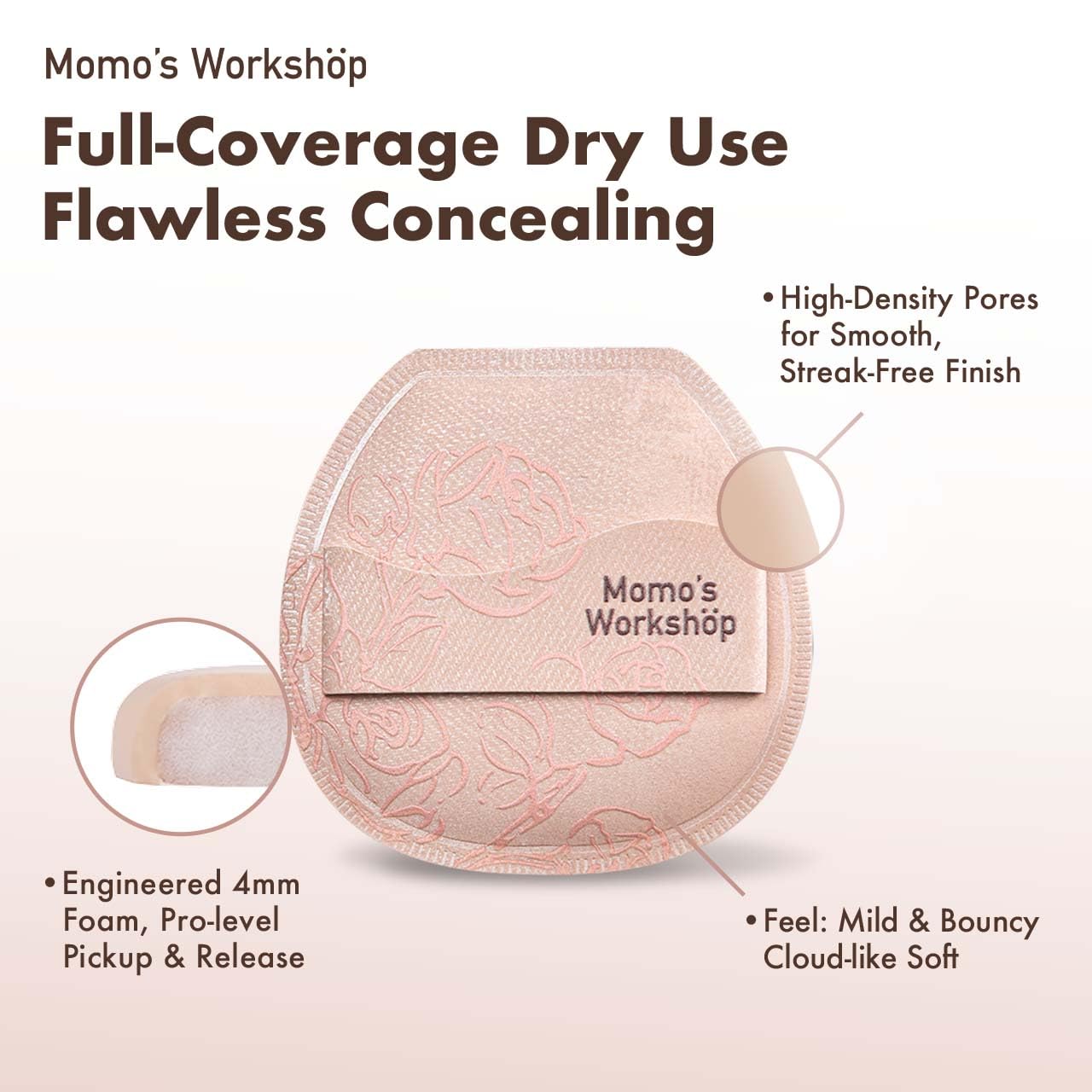 Makeup Sponge, Rubycell, Flat-cut Shape,Foundation Sponges with Glossy PU Leather, for Liquid/Sheer Foundations, Cosmetic Puff, Medium Bounce,Travel Friendly & Reusable,2pcs & Storage Case-BrightBean Baby