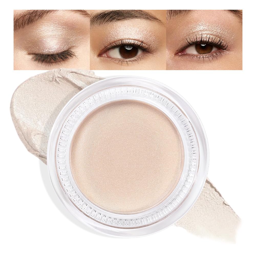 Cream Glitter Brulee Shimmer Metallic Eyeshadow Palette Makeup, Natural Single Mini Instant Holographic Eyeshadow For Women, Sombras Crema Para Ojos, Talc, Paraben & Cruelty Free, 705-BrightBean Baby