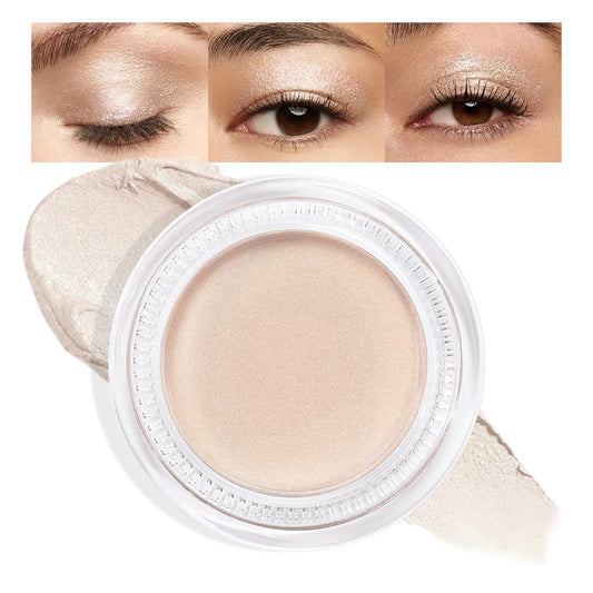 Cream Glitter Brulee Shimmer Metallic Eyeshadow Palette Makeup, Natural Single Mini Instant Holographic Eyeshadow For Women, Sombras Crema Para Ojos, Talc, Paraben & Cruelty Free, 705-BrightBean Baby