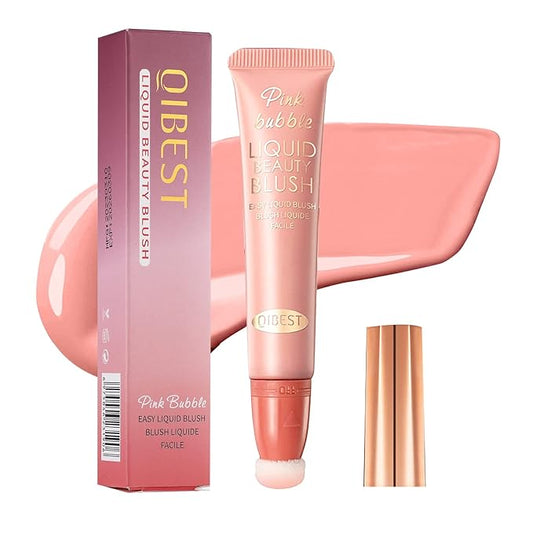 Liquid Blush Beauty Wand Matte Cream Blush Stick with Soft Cushion Applicator For Natural Cheek Tint Blendable Lightweight Long Lasting Dewy Finish makeup blush for Face(01 Nude Orange)-BrightBean Baby