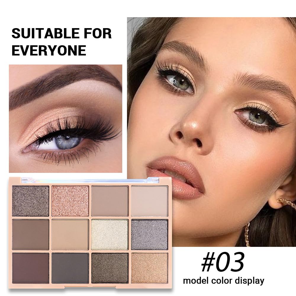 Neutral Smokey Eye Shadow Palette,Nude Silver Gray Black Cream Eyeshadow Palette,Make Up Pallets for Women Natural Eyeshadow for Eyes Long Lasting Naturing-Looking-BrightBean Baby