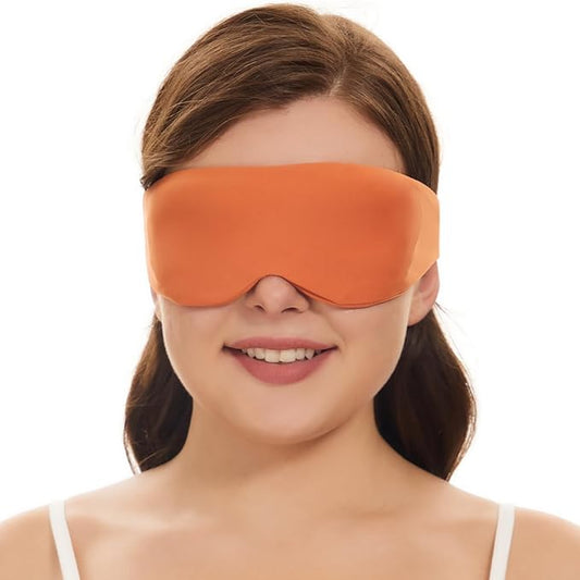 ALASKA BEAR Sleep Mask for Side Sleepers Patented Design, Cup-Shaped and Extra-Soft, 100 Blackout Eye Mask Shades Cover for Men and Women Home or Travel, Machine Washable, Tangerine-BrightBean Baby