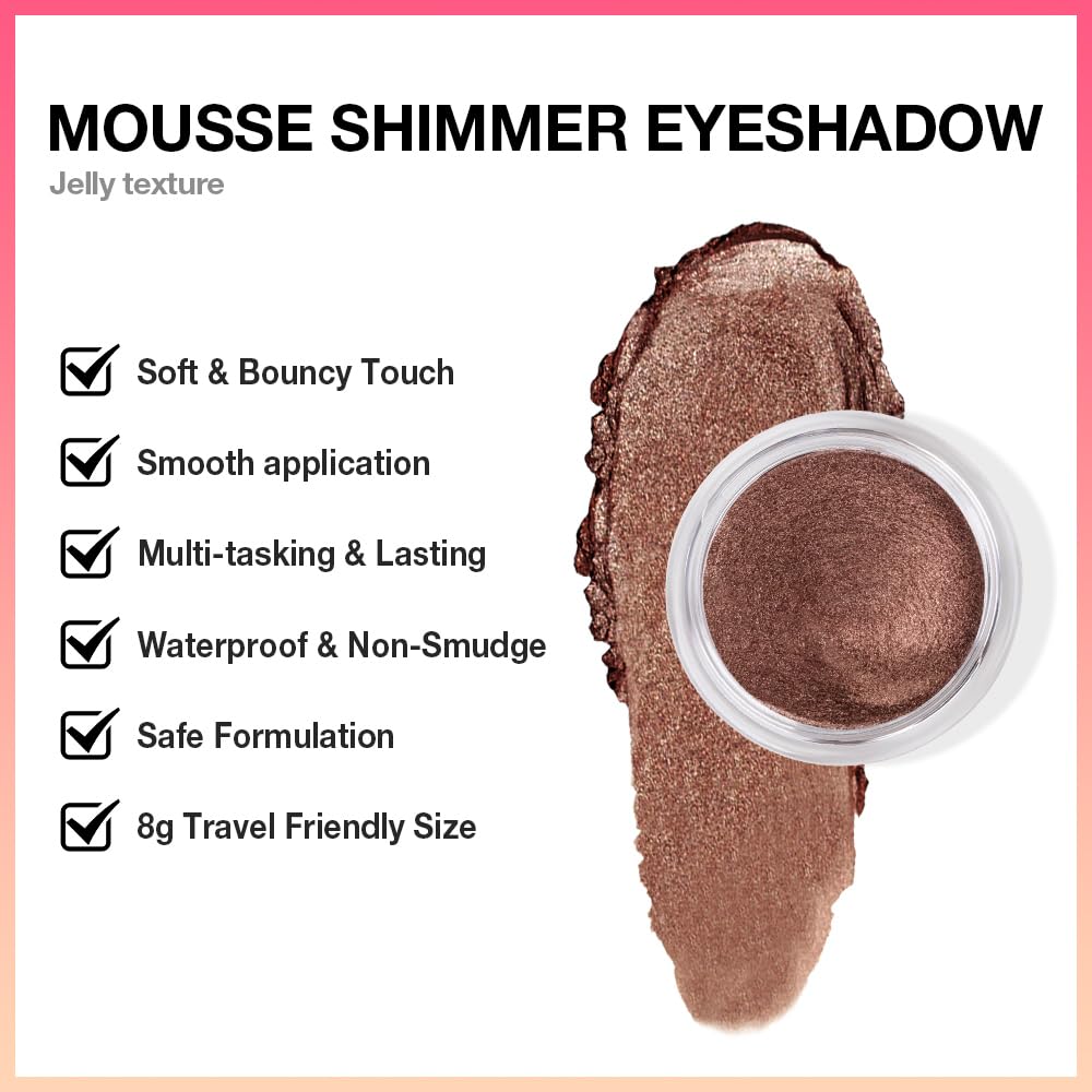 Cream Glitter Brown Shimmer Metallic Eyeshadow Palette Makeup, Natural Single Mini Instant Holographic Eyeshadow For Women, Sombras Crema Para Ojos, Talc, Paraben & Cruelty Free-BrightBean Baby