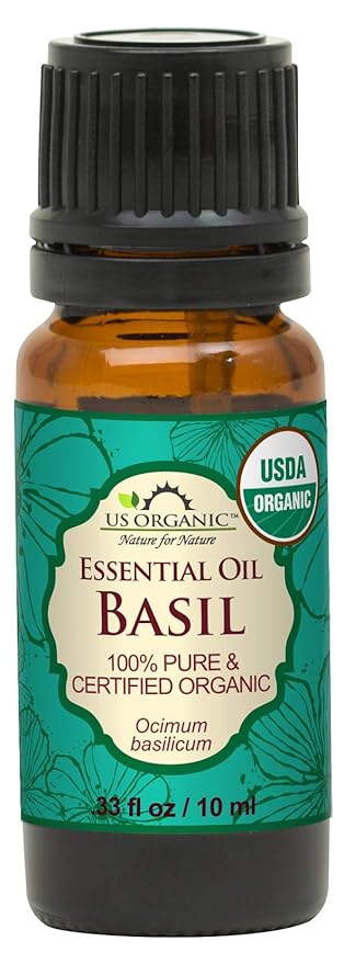 US Organic 100% Pure Basil Essential Oil, USDA Certified Organic, Steam Distilled W/Euro Dropper, 10 ml (More Size Variations Available)-BrightBean Baby