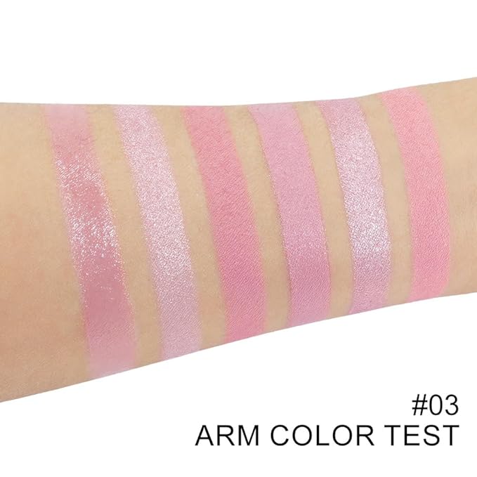 6-in-1 Cream & Powder Makeup Palette for Old Women – Blush, Highlighter & Eyeshadow, Matte & Shimmer Finish, Rose Nude Tones, Travel-Friendly Compact 03-BrightBean Baby