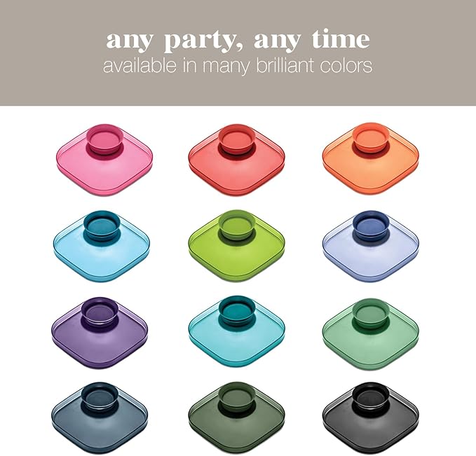 Madesmart Dipware Reusable Dining Plate/Serving Tray for Appetizers and Snacks, Food-Safe Appetizer Serving Platter with Removable Dip Bowl, Blue