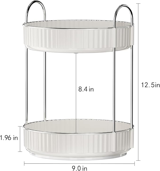 Rotating Makeup Organizer for Vanity, 2 Tier High-Capacity Skincare & Makeup Storage, Perfume Organizer, Cosmetic Dresser, Countertop 360 Spinning-BrightBean Baby