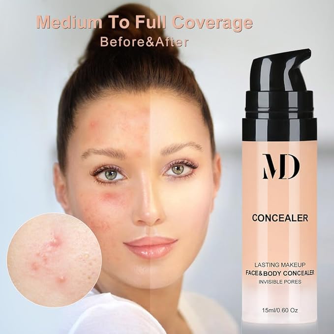 Liquid Primer Set Matte Liquid Full Coverage Oil Control Breathable Invisible Cover Concealer Primer with Face Primer, Makeup Sponge-BrightBean Baby