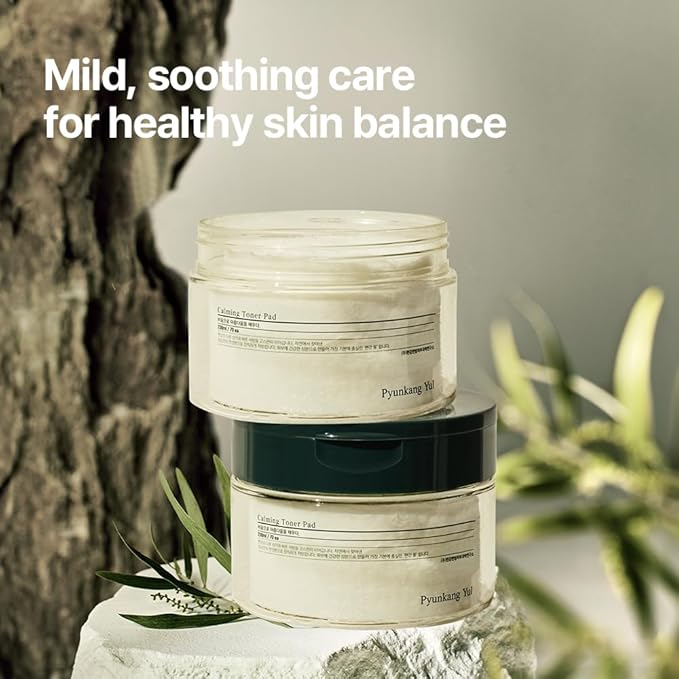 Pyunkang Yul PKY Calming Toner Pad with Tea Tree, 5 Hyaluronic Acids, Removes Dead Skin Cells, Moisturizes, Korean Face Skin Care, Acne Prone & Sensitive Skin, Double-Sided Pad 7.7 fl.oz 70ea-BrightBean Baby