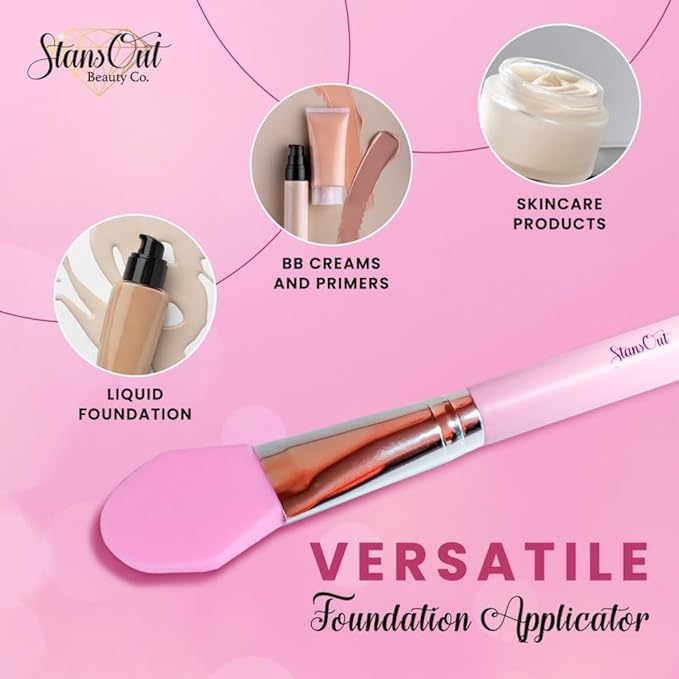 StansOut Foundation Applicator - Liquid Foundation Brush, for Cream or Powder - Easy to Clean - Travel-Friendly, Durable - Ideal for Professional Makeup Results - Pointed Shape, Smooth Silicone Edge-BrightBean Baby