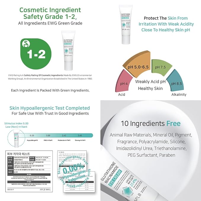 APLB Glutathione Niacinamide Eye Cream | LIPO GLUTA NIAC CEN™ 27.4% 0.68 FL.OZ/Korean Skincare, Eye cream for dark circles and puffiness, Improve elasticity & provide moisture around eye region-BrightBean Baby