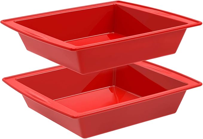 SILIVO 8 inch Square Cake Pans(2 Pack), 8x8 Baking Pan, Nonstick Silicone Cake Molds for Brownie, Cornbread and Cake