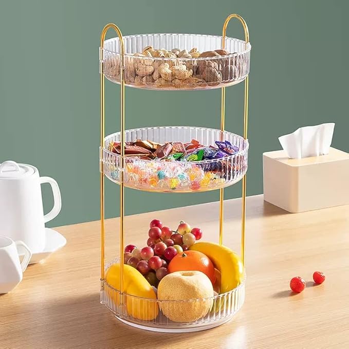 Vanity Organizer - 360 Rotating Countertop, High-Capacity Skincare & Cosmetics Organizer (3 Tiers, Clear)-BrightBean Baby