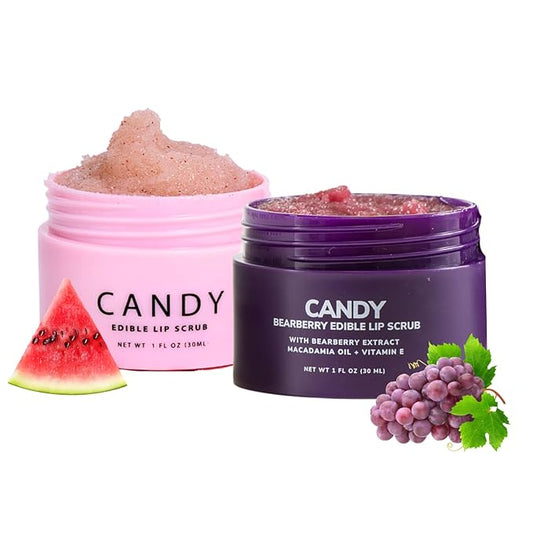 Minimo Candy Lip Exfoliator Scrub & Moisturizer - Lip Scrubber Exfoliator- Lip Brightening For Dark Lips Smoker| Removes Dead Skin from Dry Chapped Lips - Nourishes & Hydrates(1 oz) Pack Of 2-BrightBean Baby