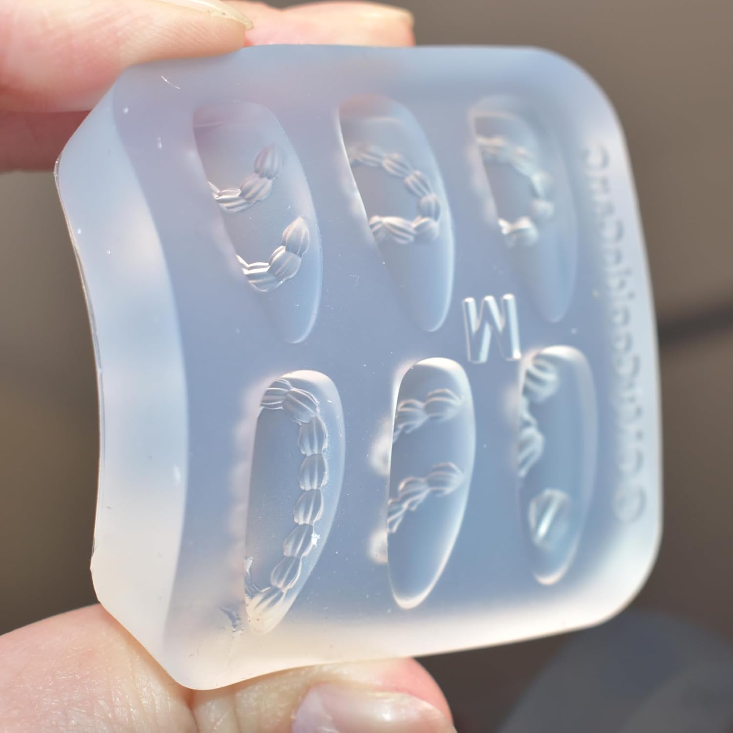 Nail Art Silicone Mold Embossed Cream Chain Design DIY Manicure 3D Carving Template with 6 Patterns, Resin Craft Making Tool Mould for Women Nail Decoration-BrightBean Baby