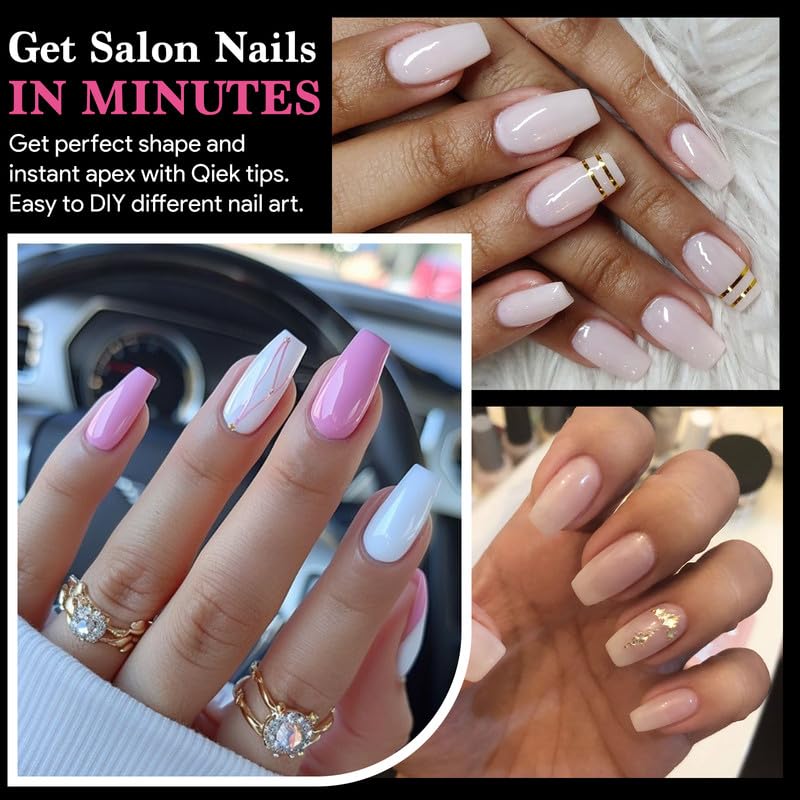 Medium Coffin False Nail Tips, 15 Sizes 510 PCS Clear Soft Press On Fake Nail Pre-shaped Half Matte Full Cover Gel Nail Tip Extensions Strong Thick Long Lasting for DIY Beginners & Salon Manicure-BrightBean Baby