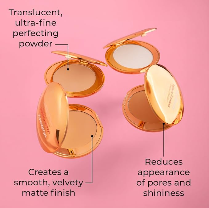 MCoBeauty Miracle Flawless Pressed Powder, Natural Medium Shade, Oil-Control, Soft-Focus Finish with Hydrating Rose Flower Extract & Sweet Almond Oil, Vegan, Cruelty Free Cosmetics-BrightBean Baby