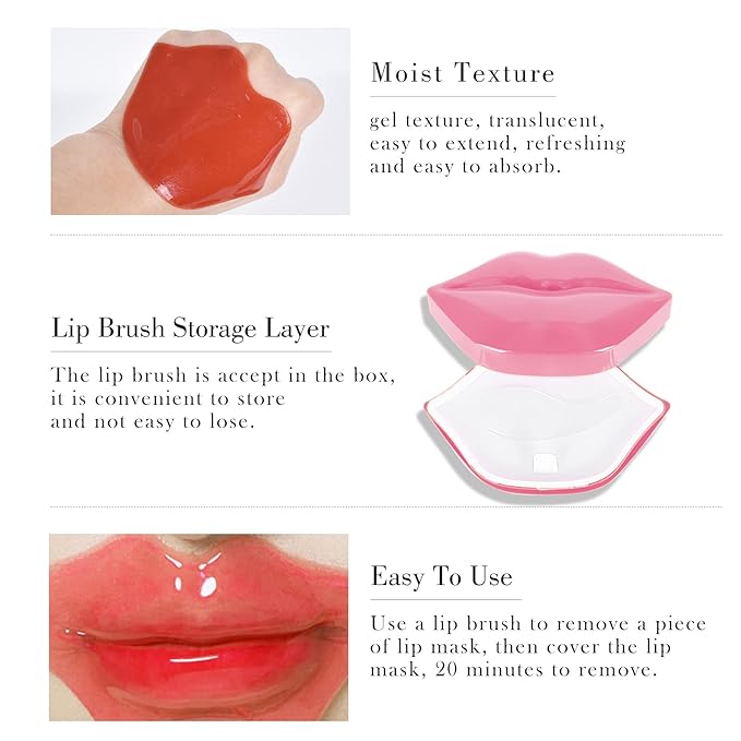 20Pcs Lip Mask,Pink Moisturizing Plumping Lip Masks Overnight,Pink Lip Mask Gel Treatment Lip Masks for Dry Lips Plump Lip Collagen Overnight Sleeping Lip Mask Pads Patches（Pink）-BrightBean Baby