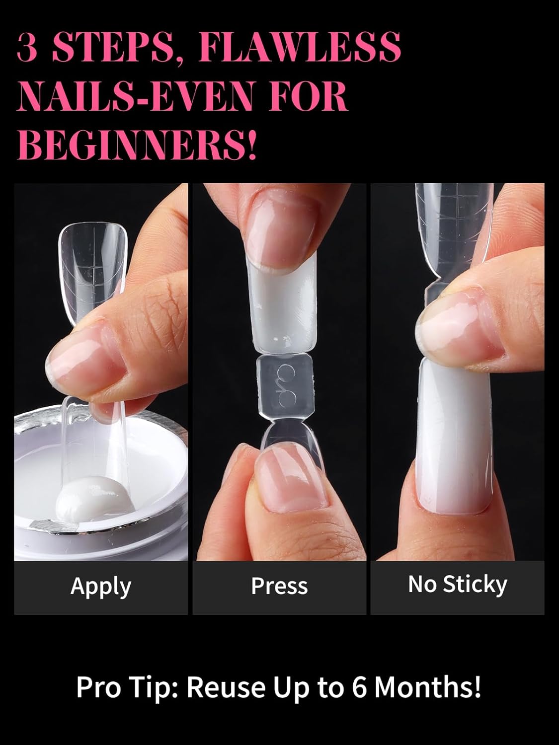 EBANKU Dual Nail Forms for Poly Extension Gel, 120 PCS 2 In 1 Nail Molds Reusable Nail Extension Forms for Builder Gel Manicure Design Salon DIY-12 Sizes-BrightBean Baby