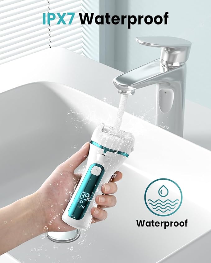 PUBOO Foot Callus Remover Electric 10000 RPM 3-Speed IPX7 Rechargeable Pedicure Kit for Hard Skin Women & Men. Portable Multi-Roller File Grinder Sander Scrubber with LED Display for Wet & Dry Feet-BrightBean Baby