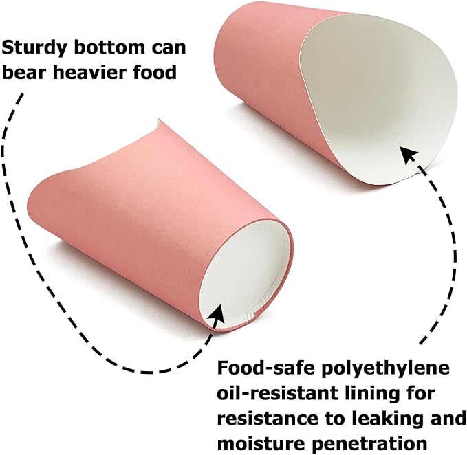 CAMKYDE 100 Pcs French Fries Holder, 12oz Disposable Paper French Fry Cups Pink Charcuterie Cups for all Occasions (12oz, Pink)