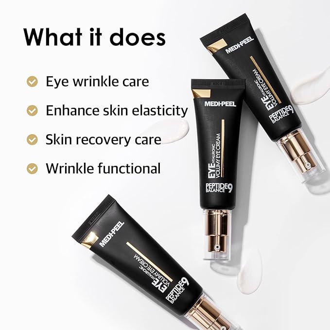 Medi-Peel Peptide9 Hyaluronic Volumy Eye Cream, Anti-Aging, Brightening, Reduces Wrinkles, Under Eye Bags, Dark Circles & Puffiness Care, Hyaluronic Acids, Enhance Elasticity, Korean Skin Care-BrightBean Baby